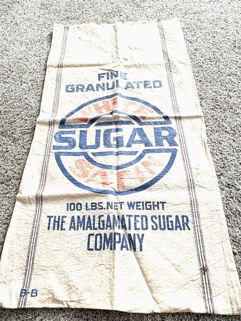 Amalgamated Sugar Company 100 Lb Cloth Feed Sack Bag Cream